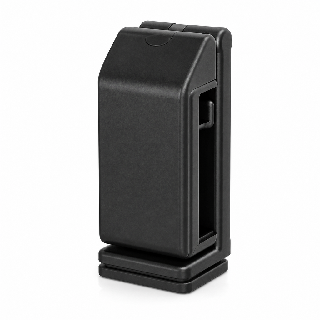 Black AirClip foldable travel phone holder on a white background