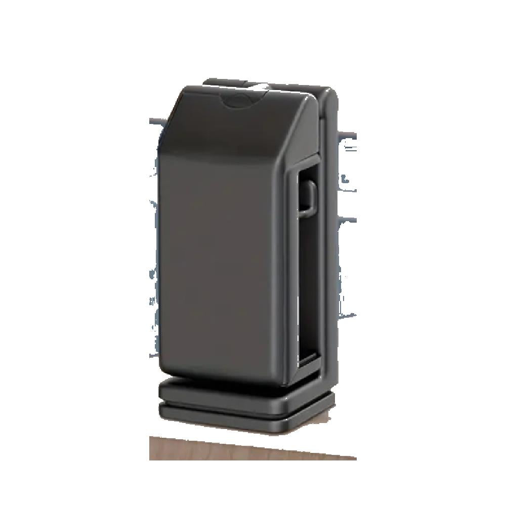 Black travel clip phone holder on a clean white background
