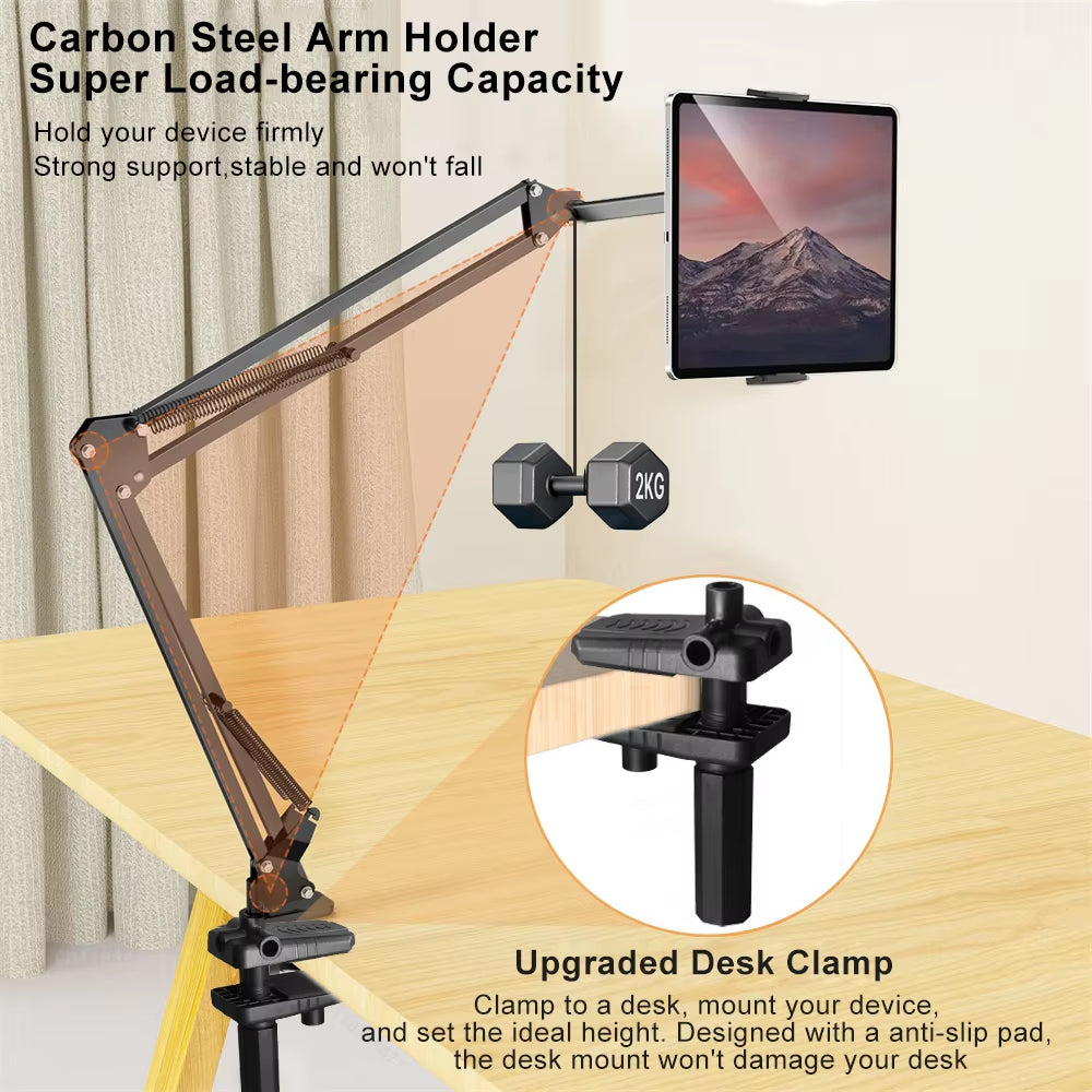 Tablet Stand Holder Long Arm for 4-12.9" iPad Pro, Samsung Tab