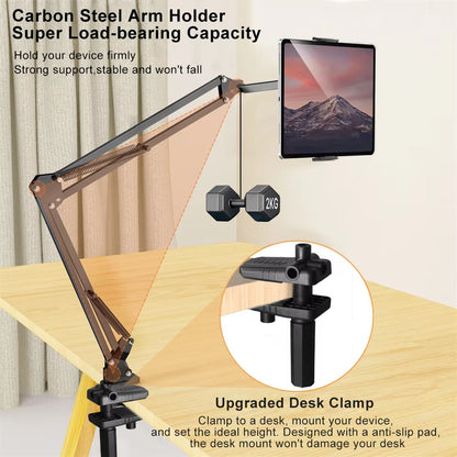 Tablet Stand Holder Long Arm for 4-12.9" iPad Pro, Samsung Tab