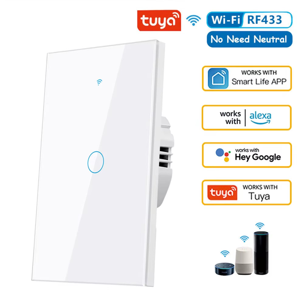 Tuya US Wifi Smart Wall Switch RF433 1/2/3/4