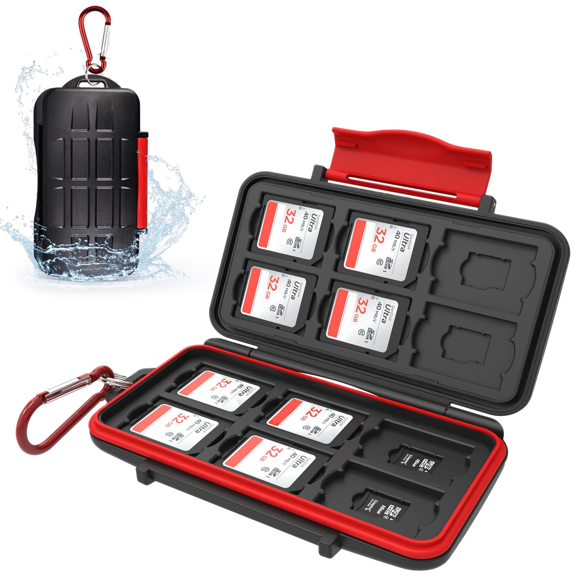 CardKeeper Waterproof Memory Card Case with SD and microSD slots on a clean white background