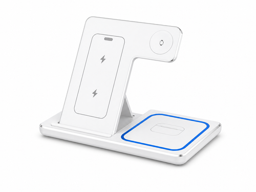 3-in-1 Foldable Wireless Charging Station in white on a clean white background