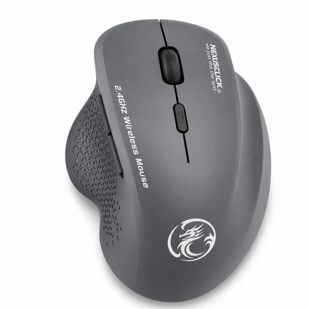 NexusClick Wireless Silent Mouse in gray on a clean white background