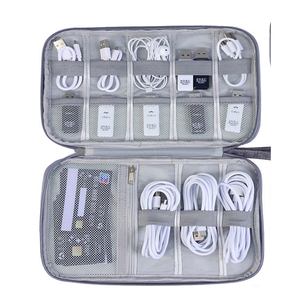 PackPod grey travel cable organizer pouch open on a white background