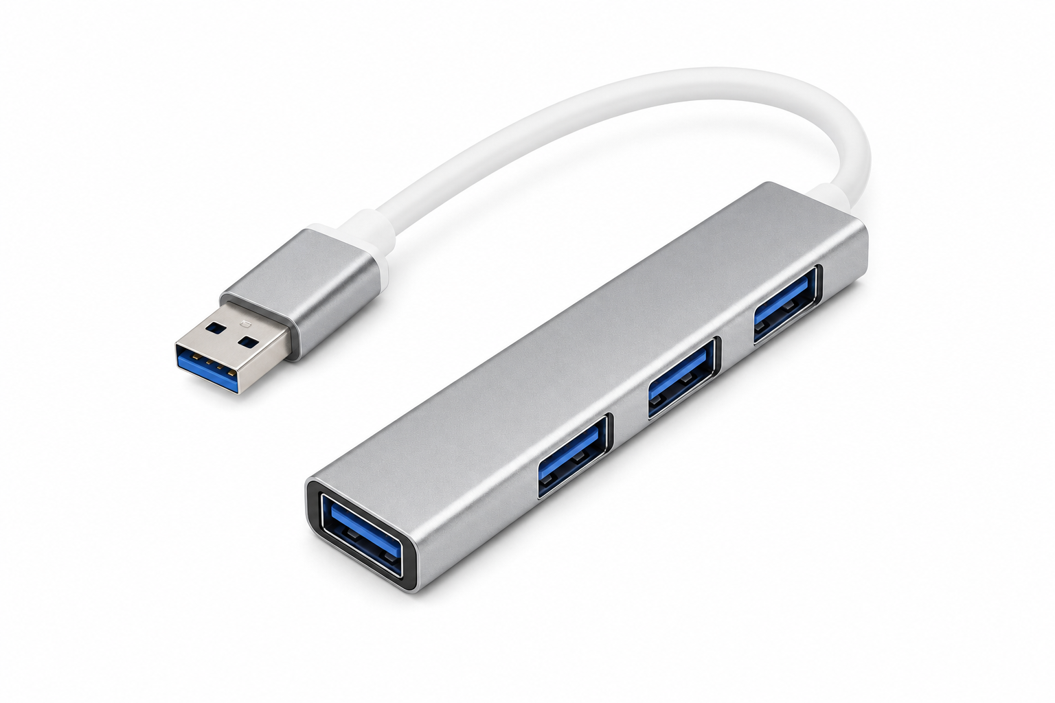PortDock 4-Port USB-C Hub with USB-A input on a clean white background