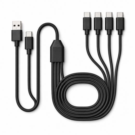 QuadLink USB-C Splitter Charging Cable