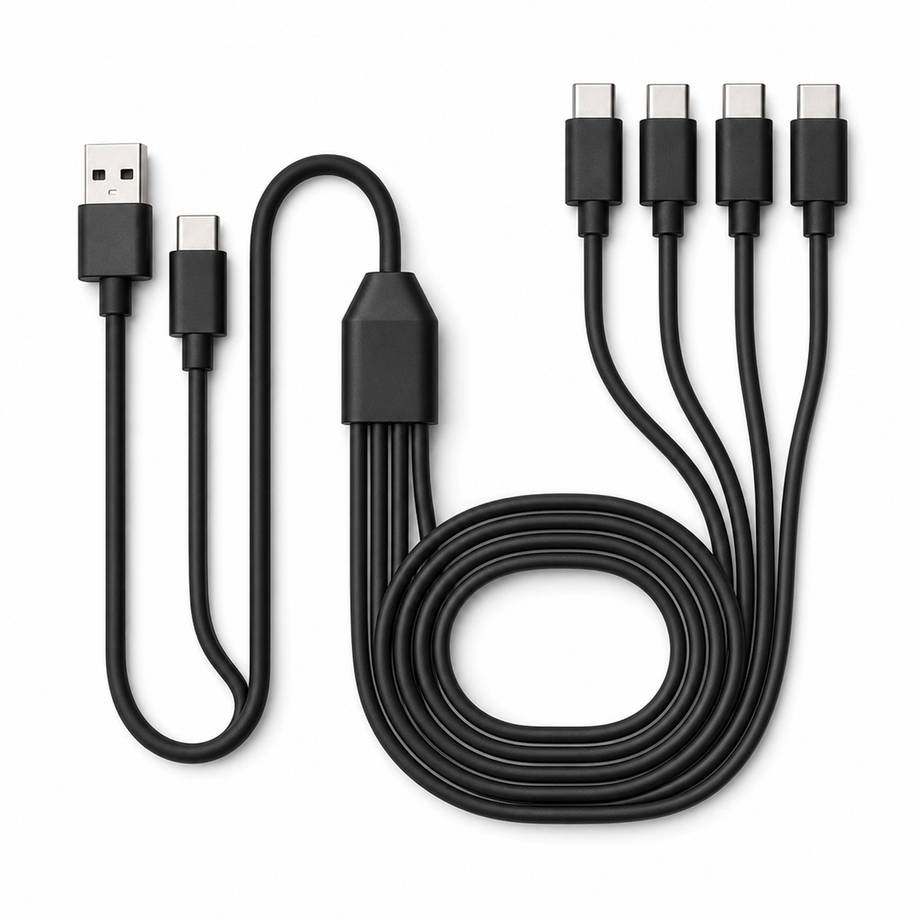 QuadLink USB-C Splitter Charging Cable