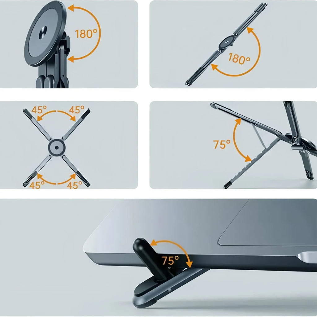 SnapStand showing magnetic head and stand angle adjustment