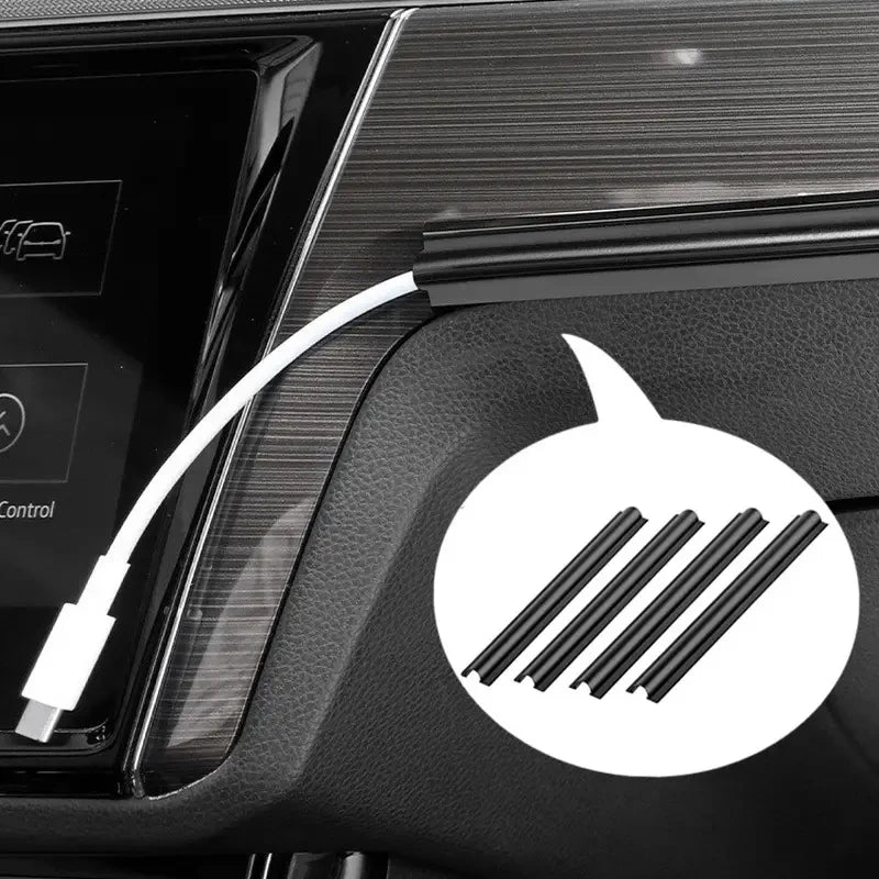 RouteWrap car cable organizer kit installed on a car dashboard cable route