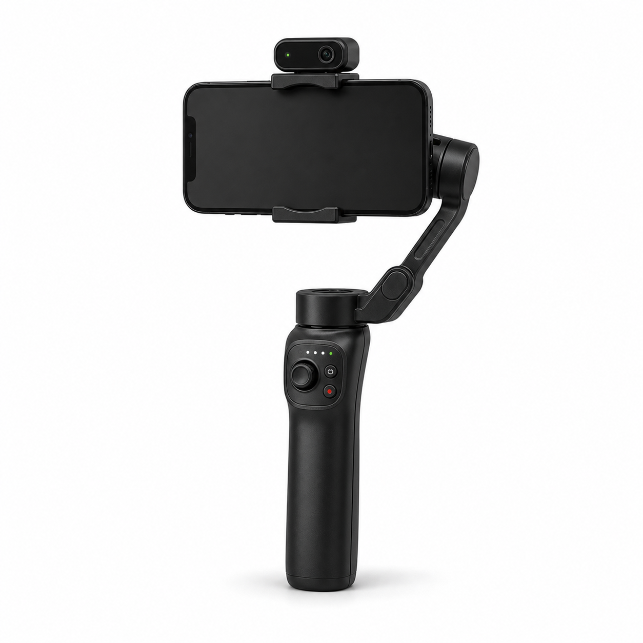 SteadyGrip 3-axis smartphone gimbal with AI tracking module on a clean white background