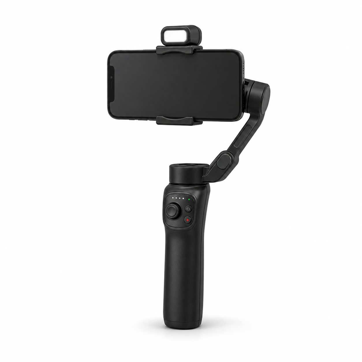 SteadyGrip 3-axis smartphone gimbal with fill light on a clean white background